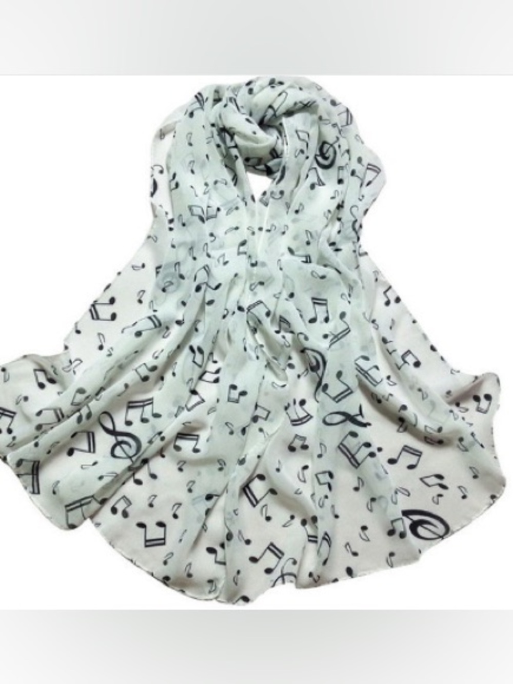 Music Note Scarf - White & Black